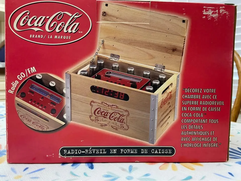 Coca-Cola Wood Crate AM/FM Digital Alarm Clock Radio *NIB image indicator(3)