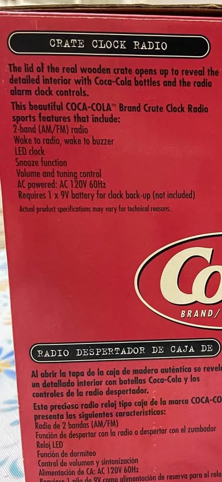 Coca-Cola Wood Crate AM/FM Digital Alarm Clock Radio *NIB image indicator(8)