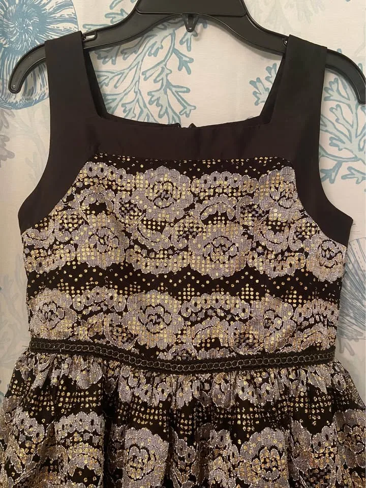 Girl’s fancy black/gold/silver sparkly dress, size 14 image indicator(2)