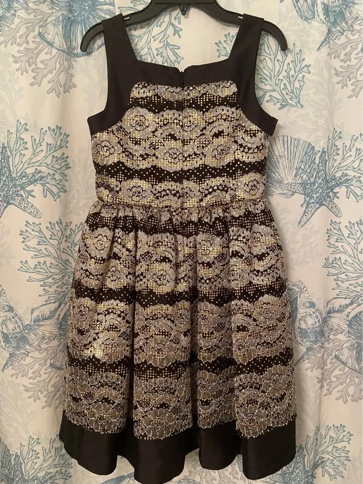 Girl’s fancy black/gold/silver sparkly dress, size 14 image indicator(3)