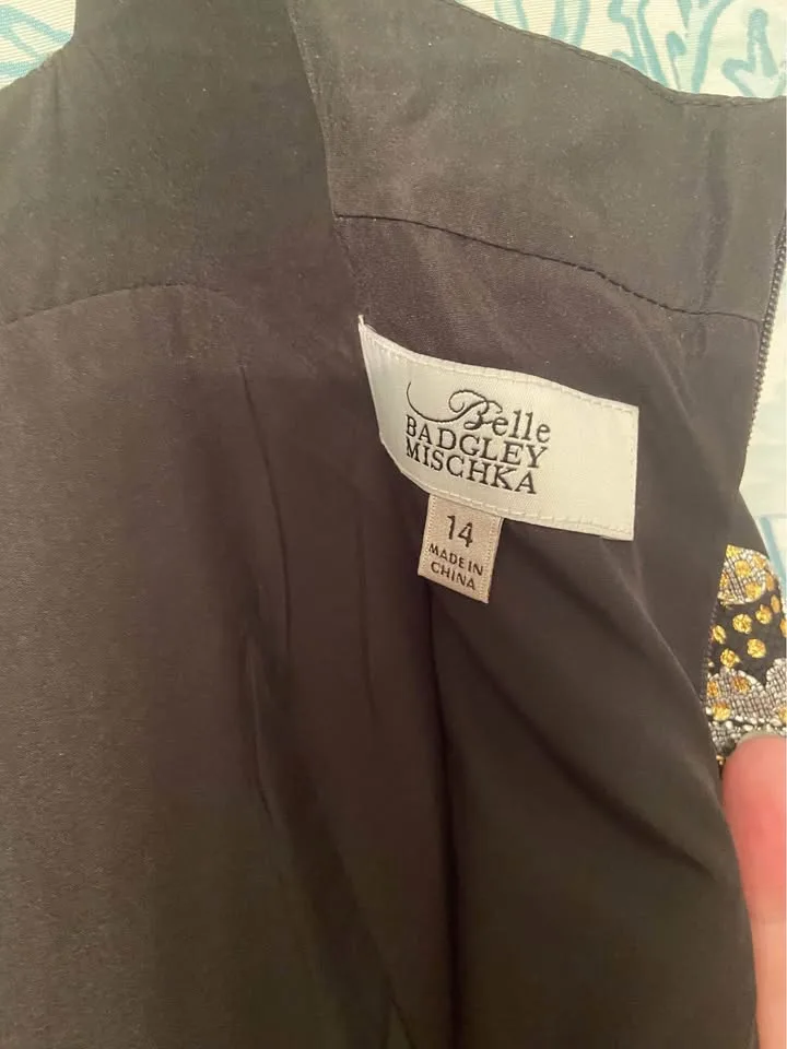 Girl’s fancy black/gold/silver sparkly dress, size 14 image indicator(10)