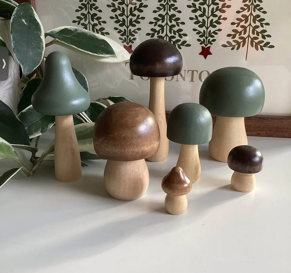 Set of 7 Wooden Mushroom Decor image indicator(2)