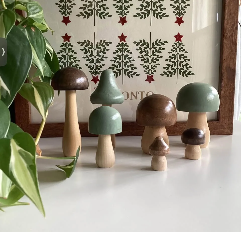 Set of 7 Wooden Mushroom Decor image indicator(4)
