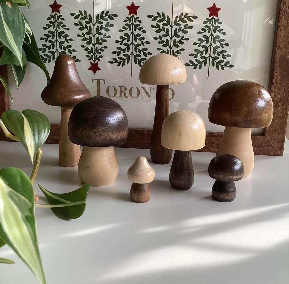 Set of 7 Wooden Mushroom Decor image indicator(8)