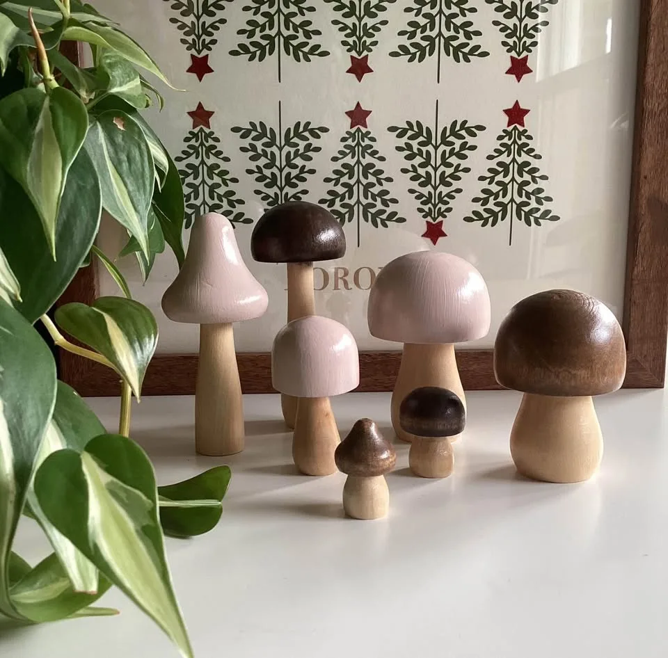 Set of 7 Wooden Mushroom Decor image indicator(9)