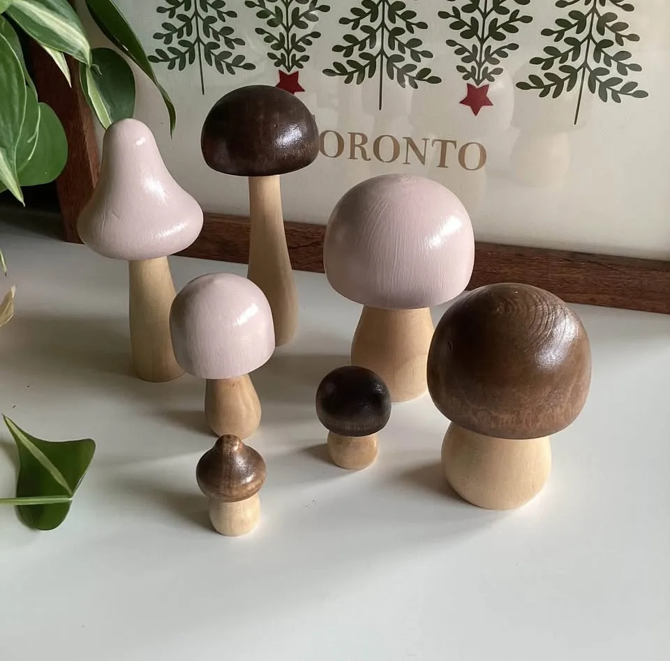 Set of 7 Wooden Mushroom Decor image indicator(10)