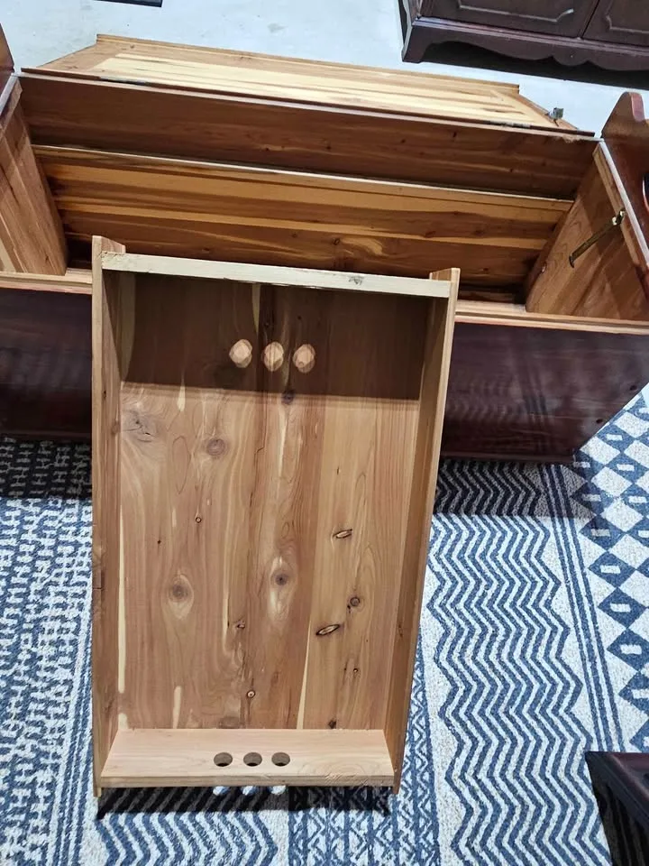 Reduced! Vintage Solid Wood Cedar Blanket Box image indicator(8)