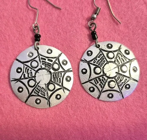 Silver And Black Dangle earrings* thumbnail