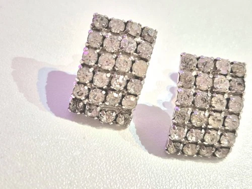 Vintage Rhinestone Earrings – Screw-Back, 1950's Glam