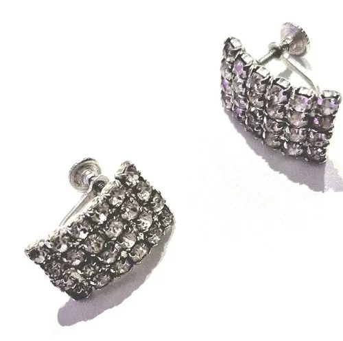 Vintage Rhinestone Earrings – Screw-Back, 1950's Glam image indicator(2)