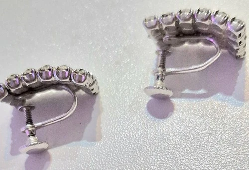 Vintage Rhinestone Earrings – Screw-Back, 1950's Glam - photo 4