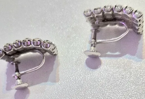 Vintage Rhinestone Earrings – Screw-Back, 1950's Glam image indicator(4)