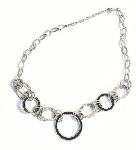 Silver & Black Link Necklace* thumbnail