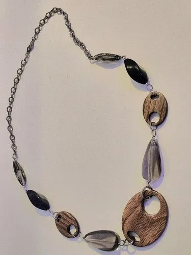 Mixed Media Wood & Metal Necklace* thumbnail
