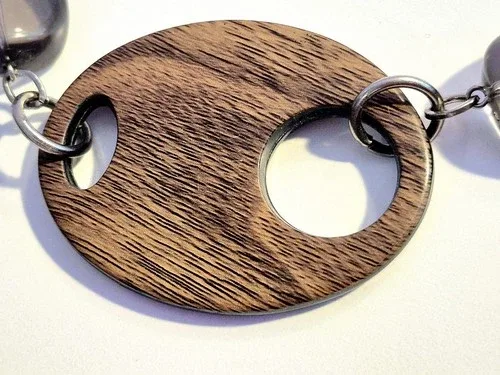 Mixed Media Wood & Metal Necklace* image indicator(2)