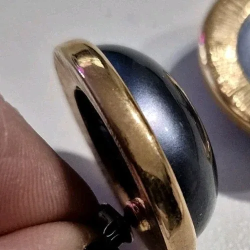 Grey Button Earrings With Gold Trim image indicator(2)