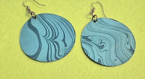 Blue & gold Disc Dangle earrings * image indicator(2)