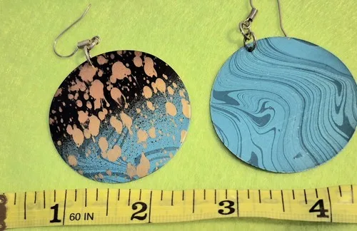 Blue & gold Disc Dangle earrings * image indicator(3)