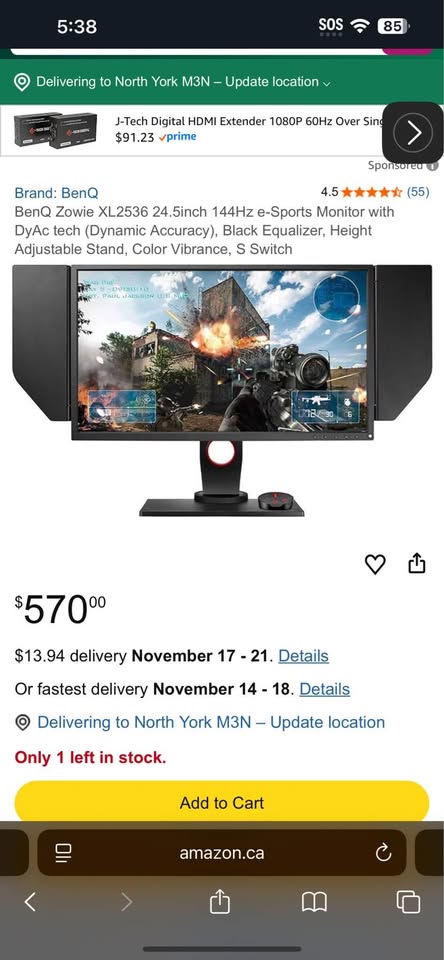 E-sports gaming monitor 144hz 1080p - photo 2