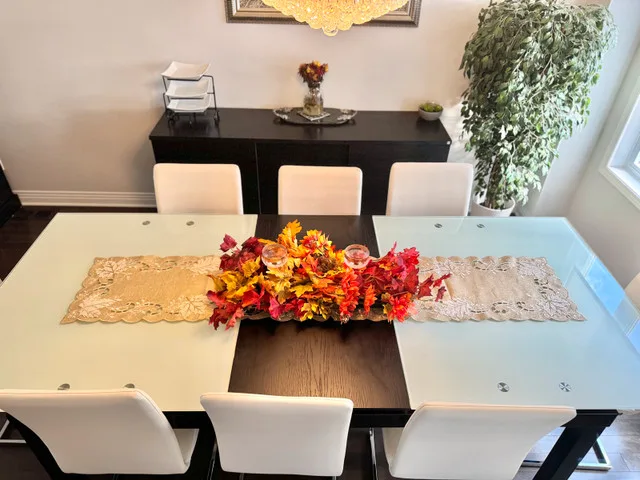 SOLD - Philip Van Leeuwen glass dining table with 8 chairs image indicator(4)