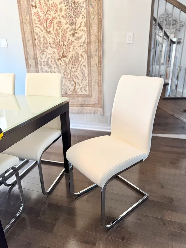 SOLD - Philip Van Leeuwen glass dining table with 8 chairs image indicator(7)