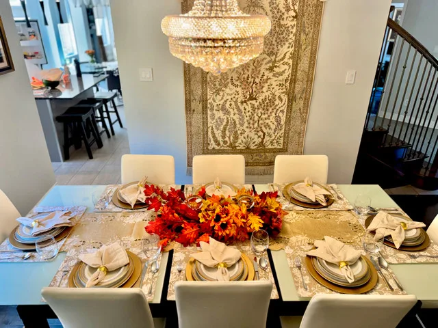 SOLD - Philip Van Leeuwen glass dining table with 8 chairs image indicator(9)