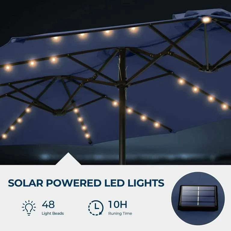 13 ft Double‑Sided Solar LED Patio Umbrella – Navy Blu image indicator(2)