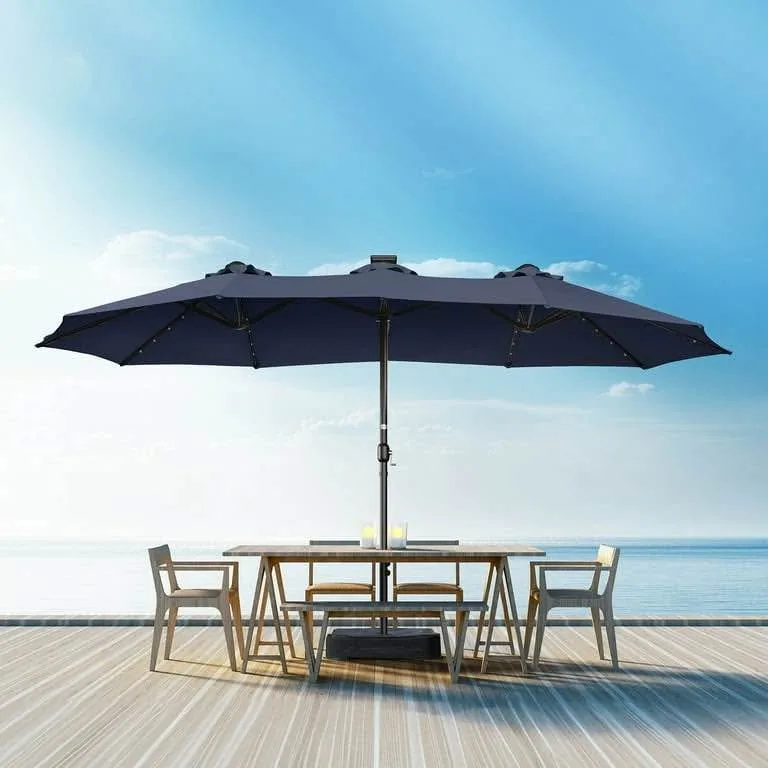 13 ft Double‑Sided Solar LED Patio Umbrella – Navy Blu image indicator(3)