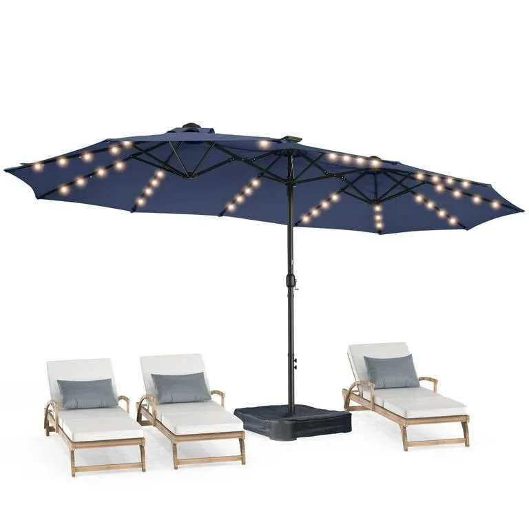 13 ft Double‑Sided Solar LED Patio Umbrella – Navy Blu image indicator(4)