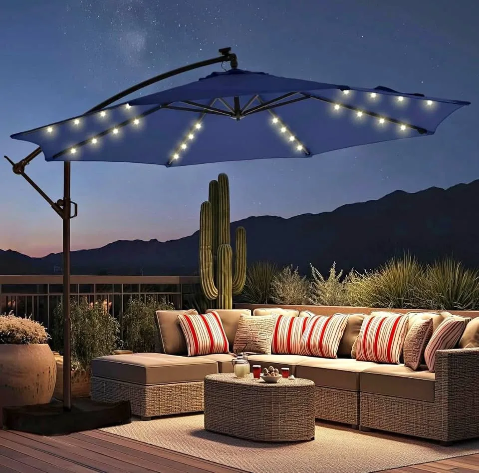 HOMSHADE HY21LB 10‑ft Solar LED Offset Patio Umbrella thumbnail