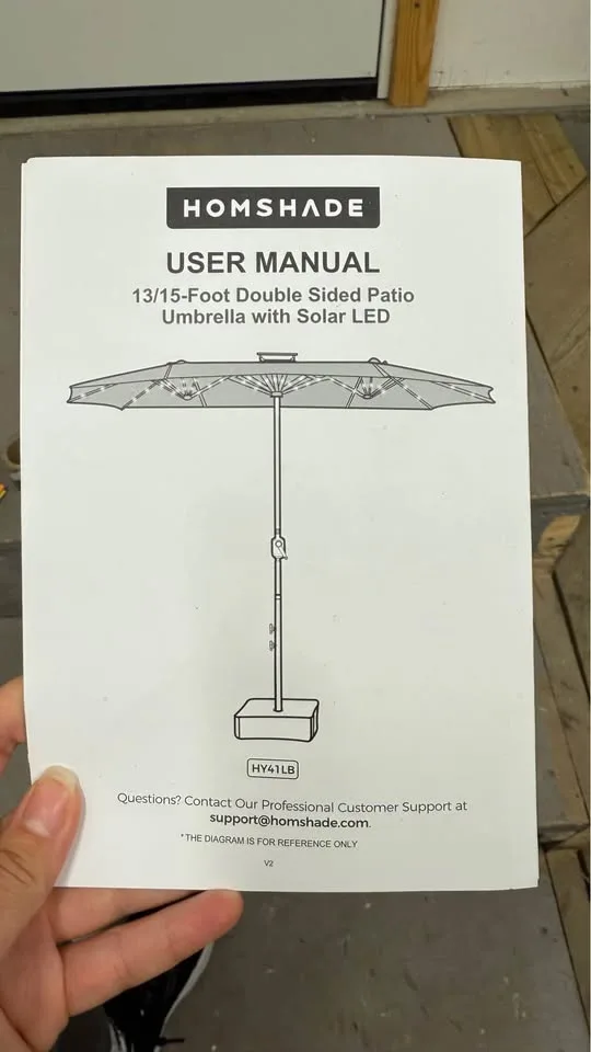 HOMSHADE 13-ft Double-Sided Patio Umbrella w/ Solar LED image indicator(7)