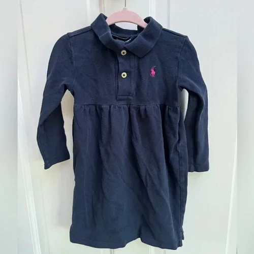 Ralph Lauren 2T Girls Long Sleeve Blue Collared Dress