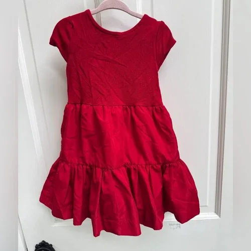 Polo Ralph Lauren 3T Girls Red Tiered Ruffled Dress