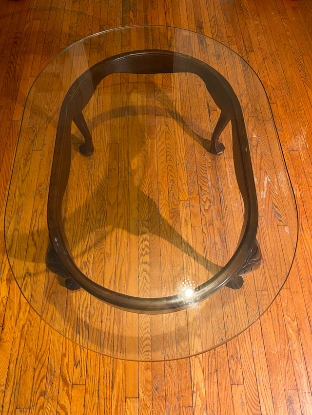Vintage wood coffee table with glass - photo 3