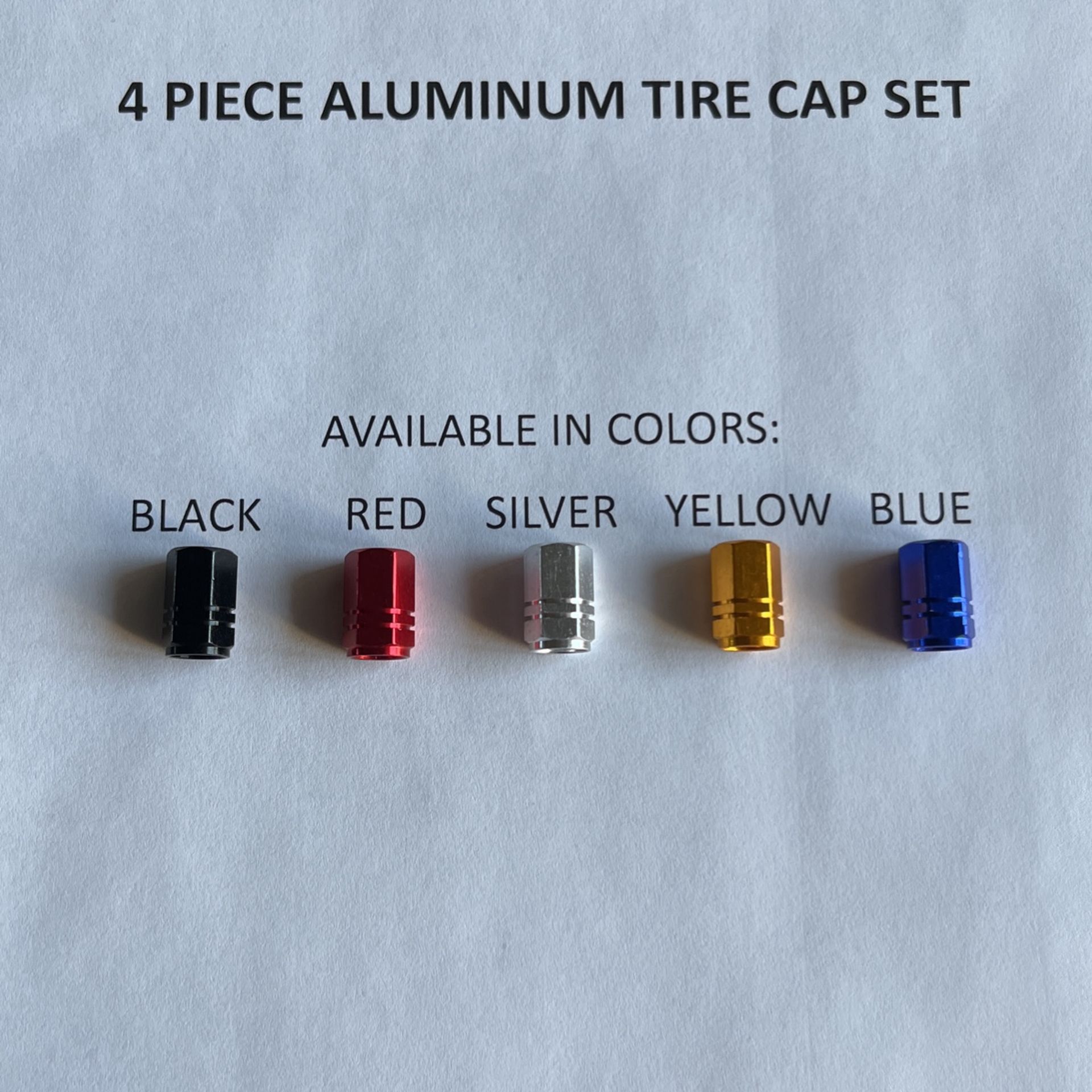 COLORED TIRE CAPS - ALUMINUM - SET OF 4
