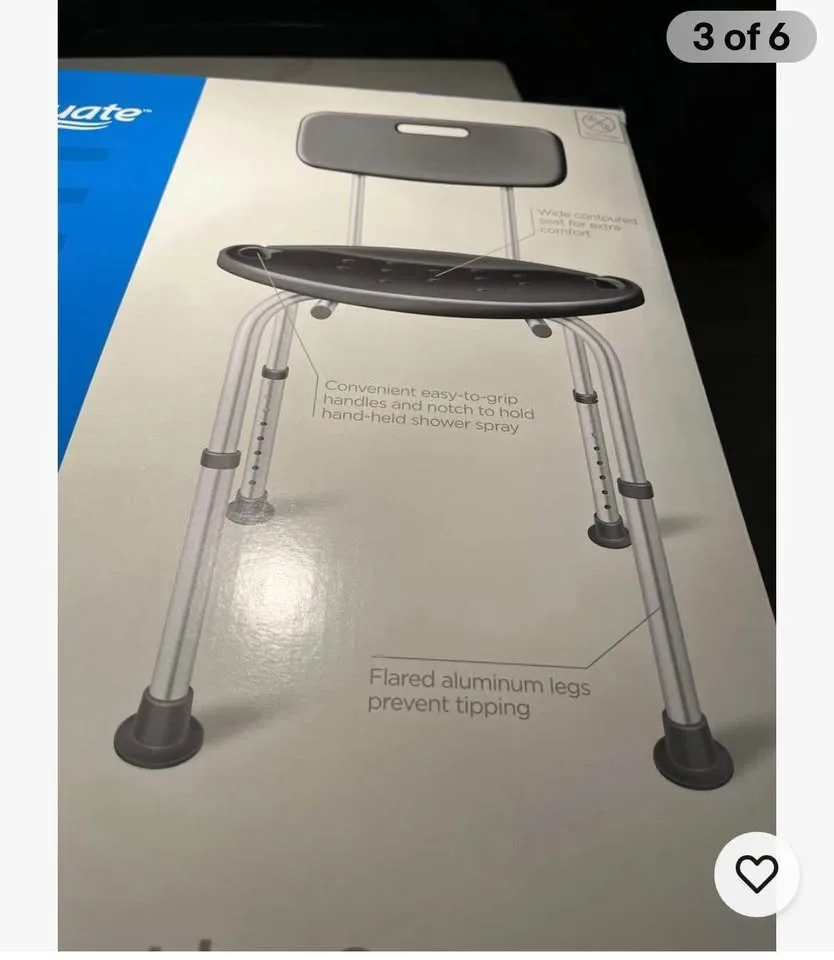 NWT Equate black bath and shower seat with back. Holds up to 35 image indicator(3)