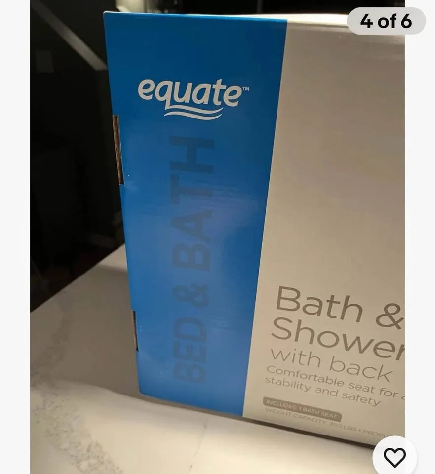NWT Equate black bath and shower seat with back. Holds up to 35 image indicator(6)