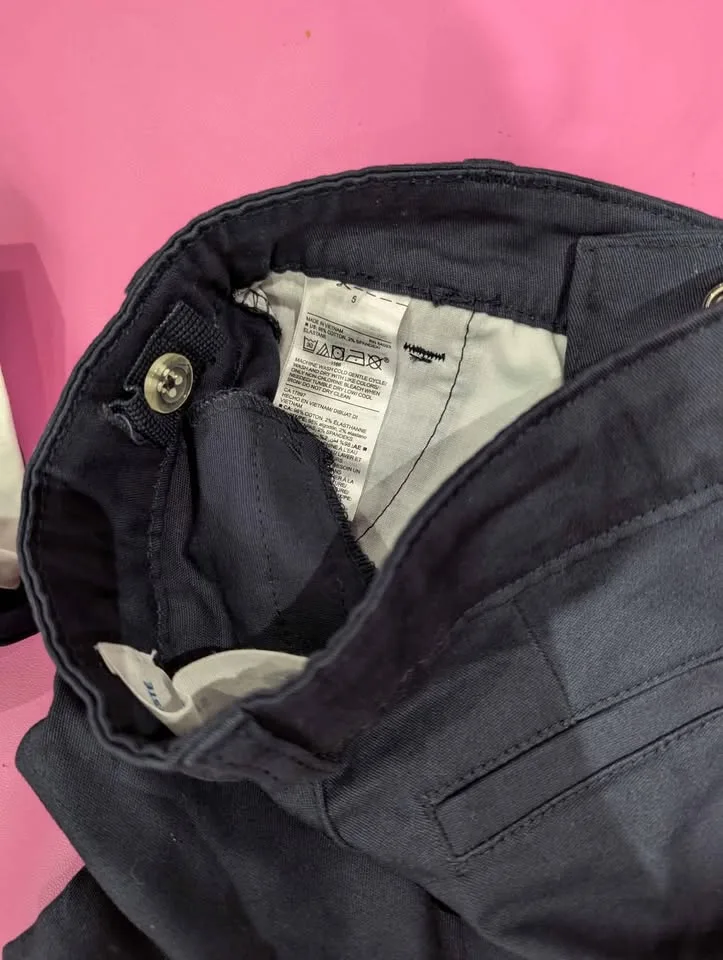 New girls navy capri leggings and chino pants size 4-5 image indicator(3)