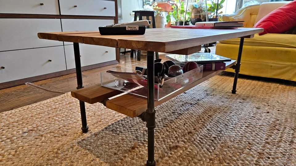 Industrial Coffee Table With Shelf thumbnail