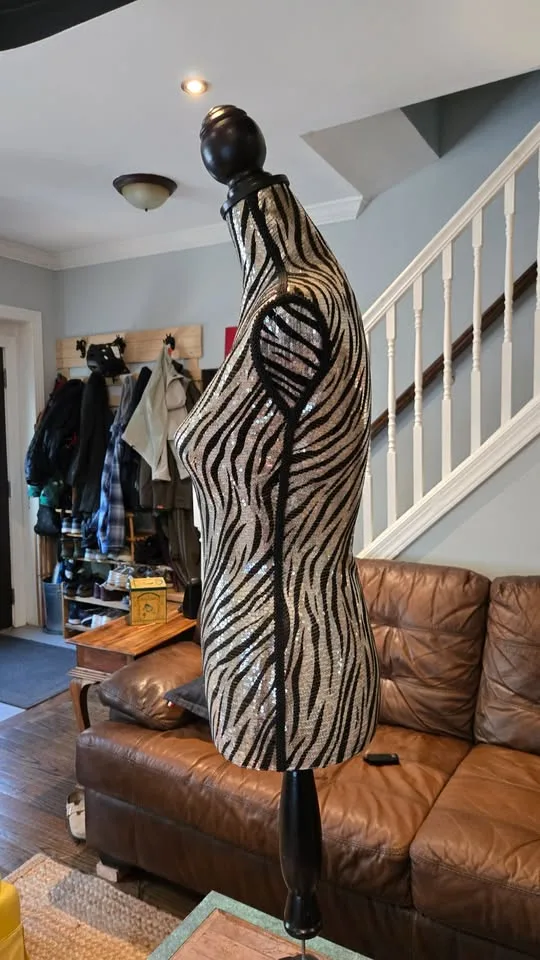 Sequin Zebra Print Mannequin Dress Form image indicator(3)