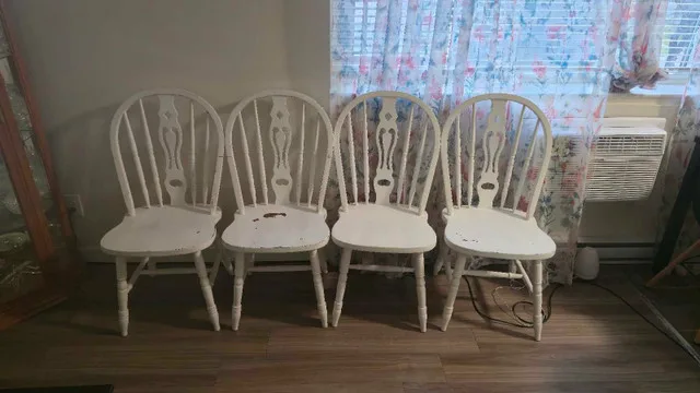 Set of 4 Solid Wood Dining Chairs – Refinish or Use As-Is image indicator(2)