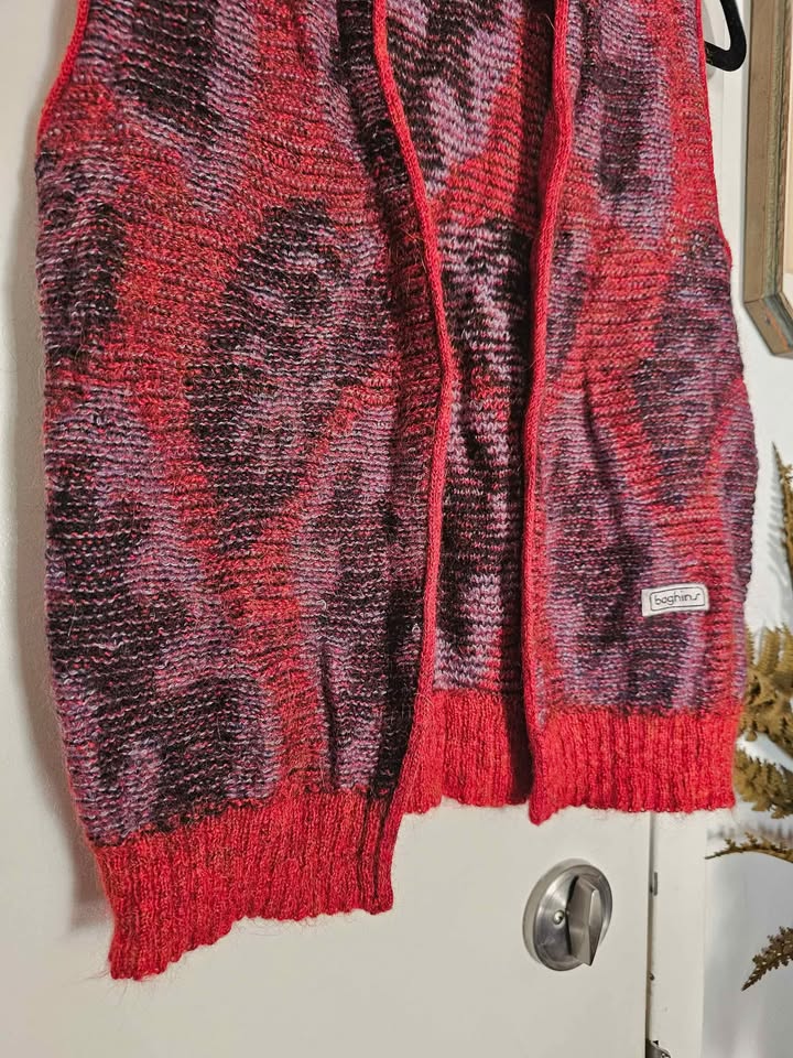 Vintage Mohair Wool Knit Womens Vest Grandpacore Red Purple - photo 3