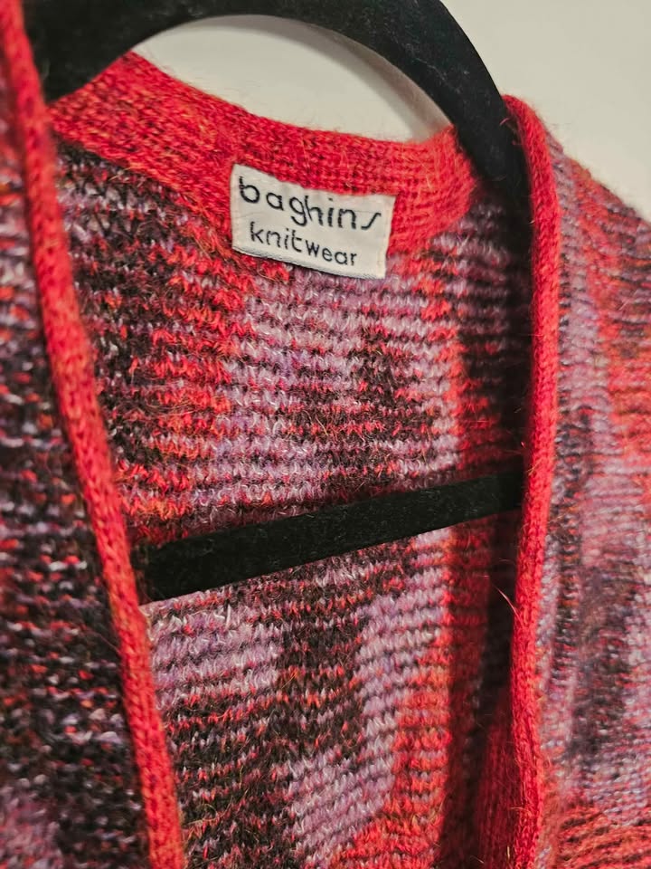 Vintage Mohair Wool Knit Womens Vest Grandpacore Red Purple - photo 5