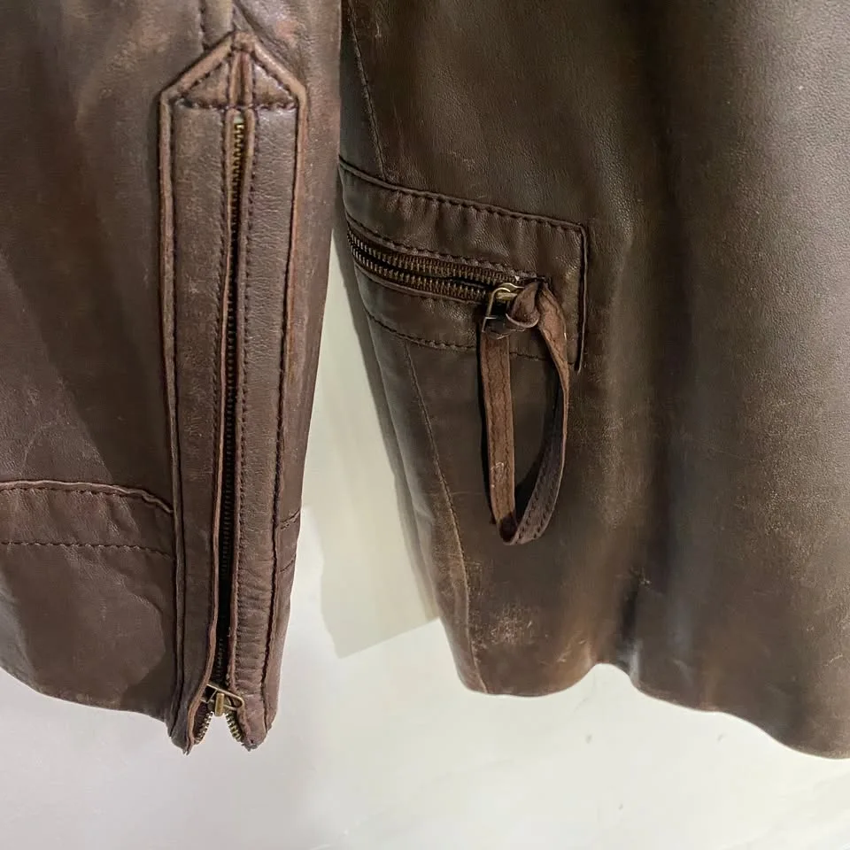 Vintage Lined brown leather coat with fake fur collar- Danier $6 image indicator(6)