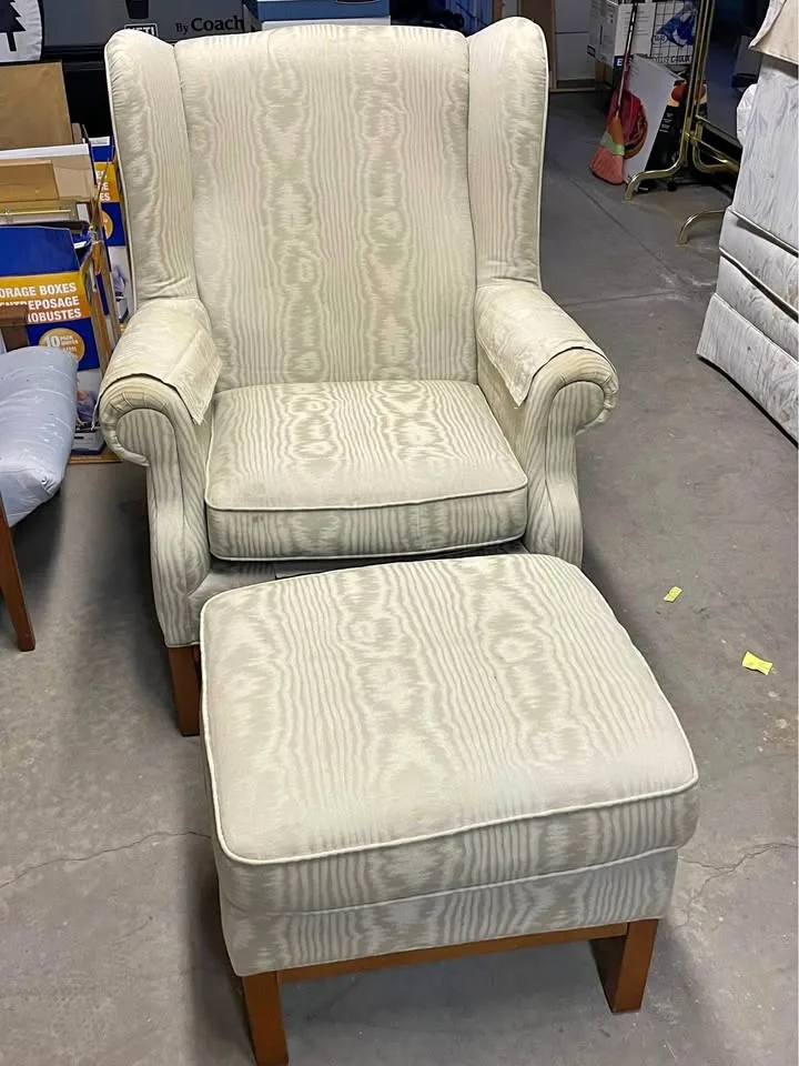 Vintage IKEA wingback chair + ottoman