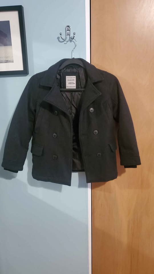 Boys Coat Double Breasted Wool Blend Pea Coat - Size 7/8 yrs - D - photo 4