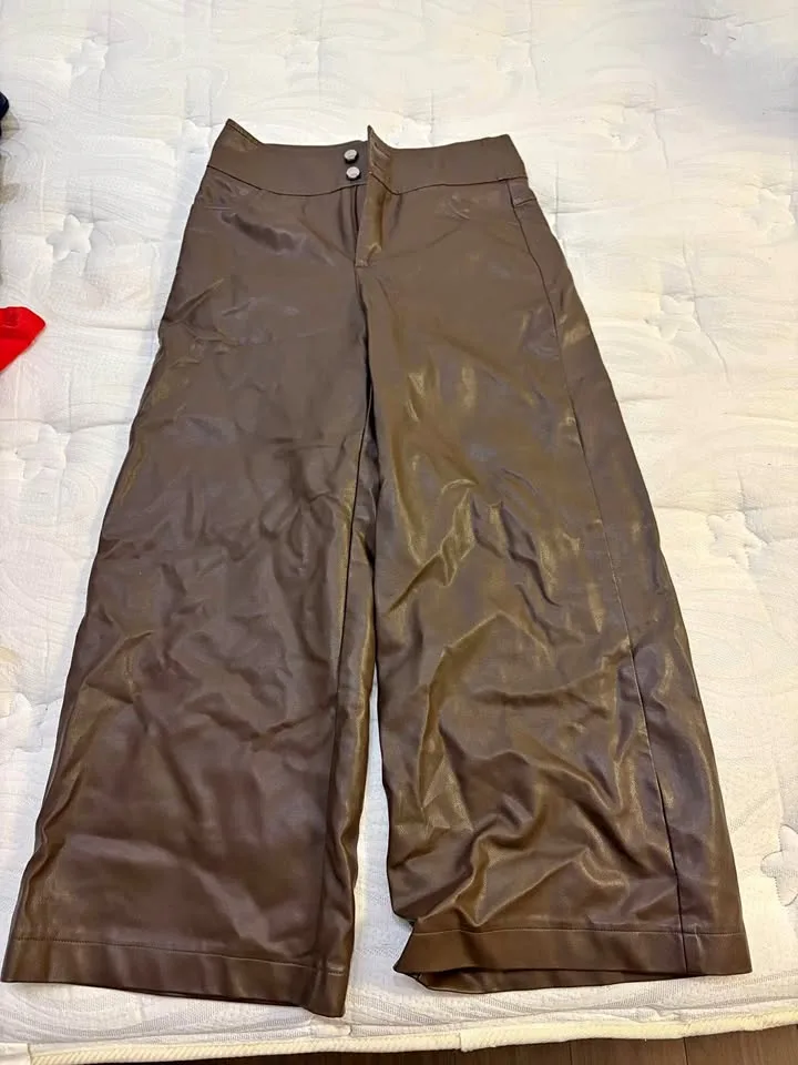 Brown leather pants