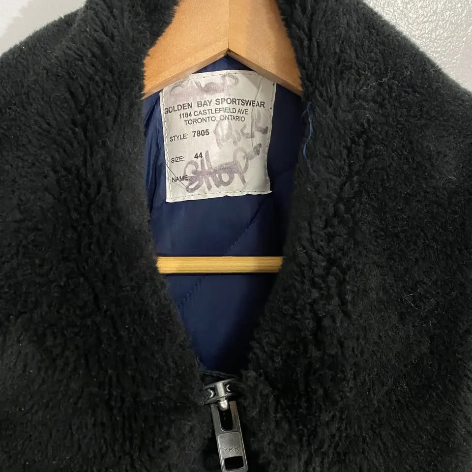Vintage navy blue faux fur collared parka image indicator(4)
