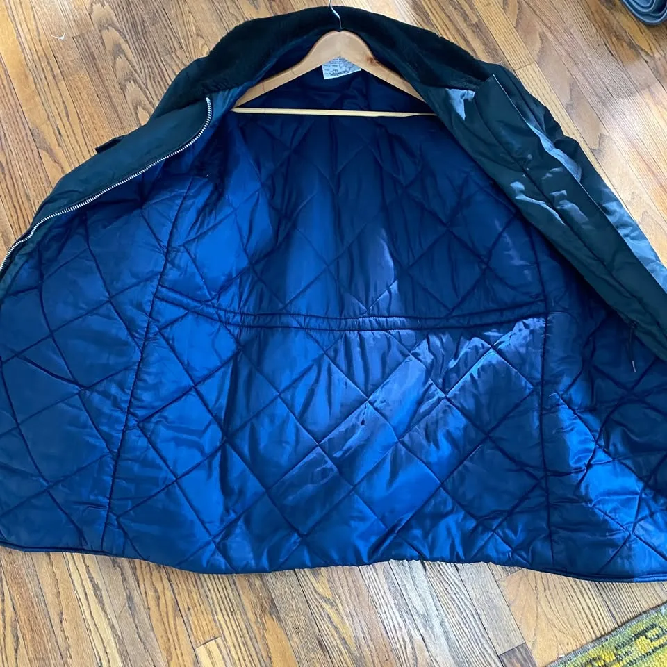 Vintage navy blue faux fur collared parka image indicator(5)