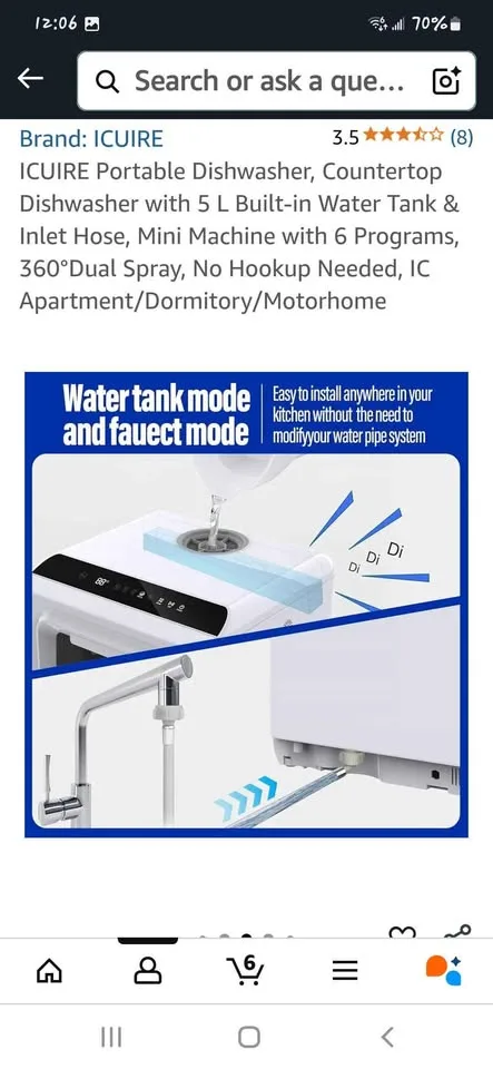 ICUIRE Portable Dishwasher🥕 Countertop Dishwasher with 5 L Built image indicator(5)